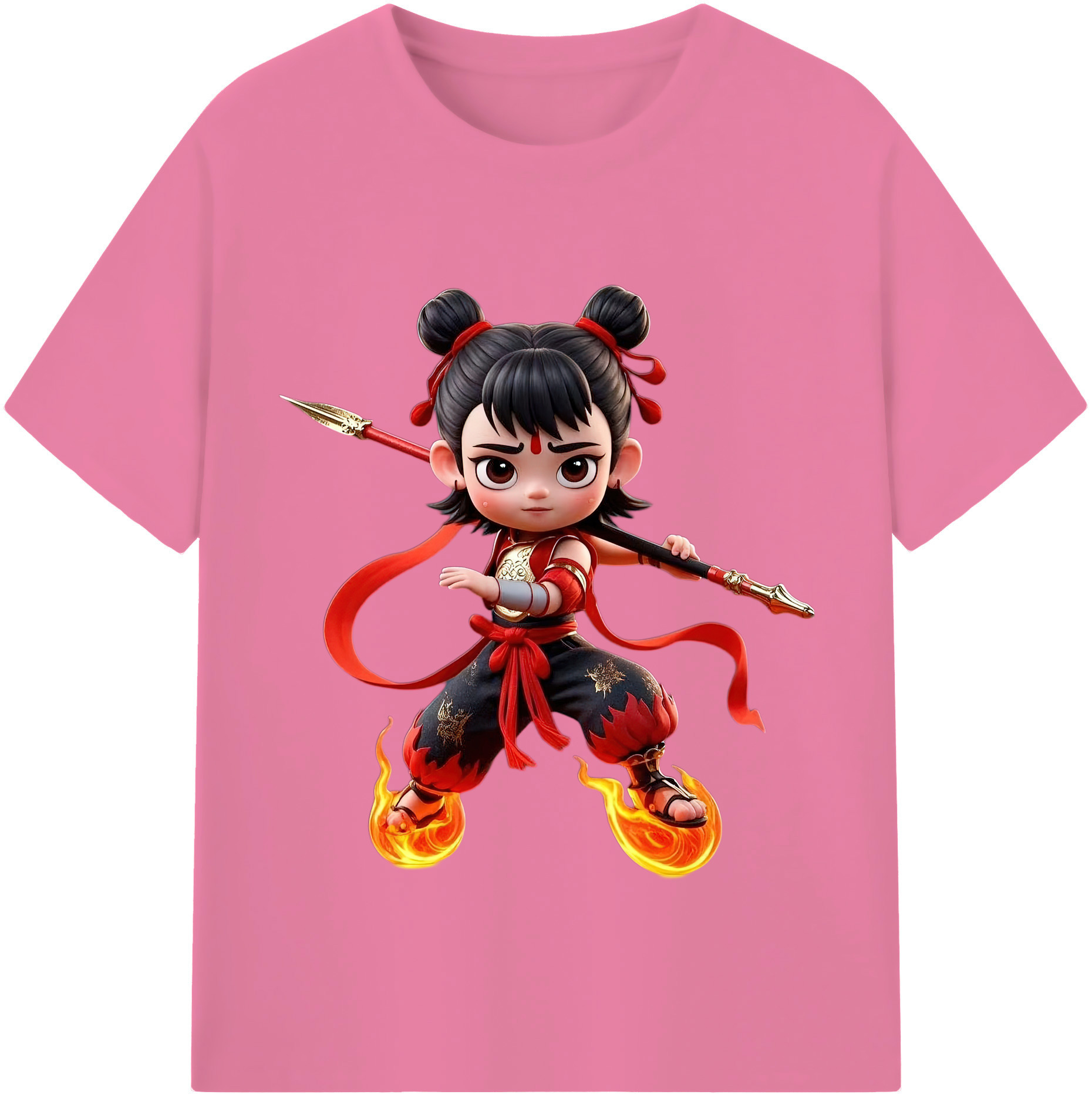 （画像用） Ne Zha 2 ナタ 魔童の大暴れ 綿100％半袖Tシャツ（フロントプリント）